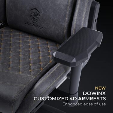 Dowinx Gaming Chair Ergonomic with Massage Office Chair for Computer PU Leather with Retractable Footrest, 4D Armrests Brown