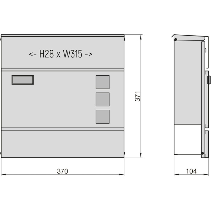 Поштова скринька BASI з м'яким закриттям, оглядовим вікном та табличкою для імені, DIN A4, з 2 ключами, вбудованим відділенням для газет, антрацит, настінна (H37x37x10.4 см)