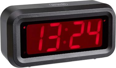 TFA Dostmann ROXY Digital Alarm Clock/Digital Clock/Table Clock, 60.2024.10, with Snooze Function, with Alarm Function, energy-saving LED technology, anthracite, L 130 x W 41 x H 65 mm