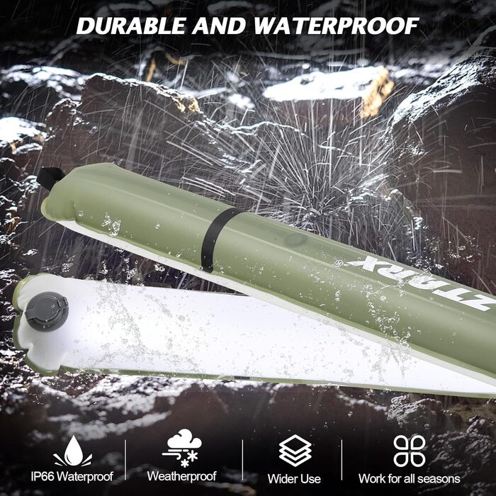 Qoolife LED Camping Lamp Rechargeable, Foldable Solar Camping Light Power Bank with 2 Charging Methods, Rechargeable Camping Lamp with Magnetic Attachment, Waterproof for Camping 85 cm