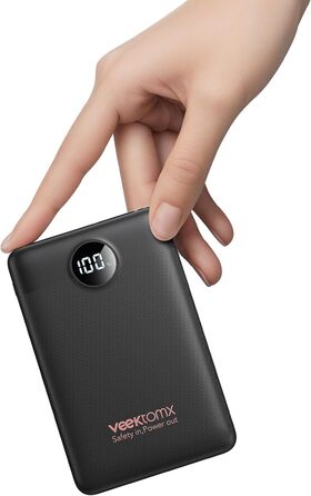 Power Bank VEEKTOMX 10000mAh: Компактний повербанк 22,5W з PD 3.0 та QC 3.0, USB-C, для iPhone/Samsung/Huawei/Xiaomi/AirPods/iPad, чорний
