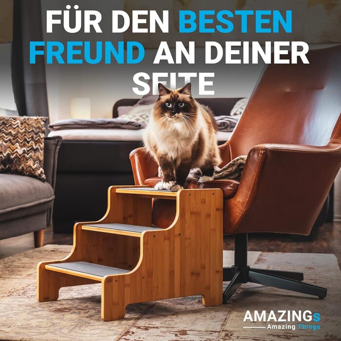 AMAZING Pet Stairs for Small, Medium, and Large Dogs, Cats. 3 Steps | Pet Stairs, Suitable for Young and Old Cats | 40 cm High for Sofa, Bed | Gentle on Joints, an Alternative to Dog Ramps