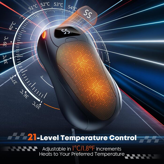 Електричний гріє для рук 2 шт., 12000 мАг, з магнітною двосторонньою системою підігріву та цифровим індикатором температури та заряду батареї, для відпочинку на природі/кемпінгу, чорний