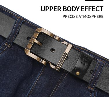 Чоловічий шкіряний ремінь BISON DENIM з класичною пряжкою, міцний, для джинсів, довжина 115 см (підходить для об'єму талії 36-39 дюймів) + ремінь з принтом, довжина 125 см (підходить для об'єму талії 41-43 дюйми)