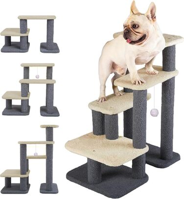 Сходинка для собак Mekidulu, 2/3/4/5 сходинок, регульована висота, сходинка для котів, для літніх котів, знімні та миючі подушки, для маленьких собак, водонепроникна