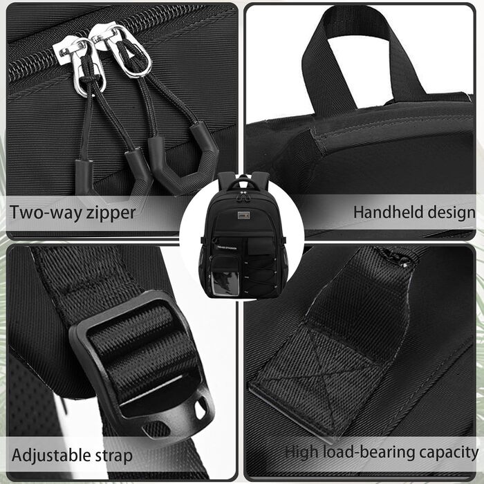 Чорний шкільний рюкзак для підлітків та дорослих: міцний, водонепроникний, для середньої школи та гімназії