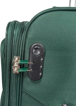 Чемодан-валіза на колесах, тканинний, розширюваний, з подвійними колесами (M/L/XL/XXL або набір 4 шт.), м'яке багаж (фіолетовий, ручна поклажа (55 см)), (ручна поклажа (55 см), смарагдовий)