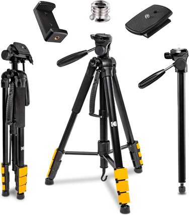 Штатив KODAK PhotoGear 2-в-1 з моноподом | Легкий 70' 4-секційний штатив з flip-lock з алюмінію | Знімні пластини для штатива