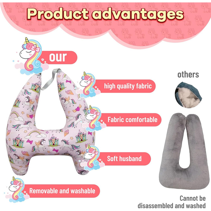 OHAANYY Sleep Pillow for Car Kids & Travel Pillow Kids Car, Car Pillow Kids/Sleep Pillow Kids Car, H-shaped Pillow Car Suitable for Holiday Travel for Children (Headrest not included)