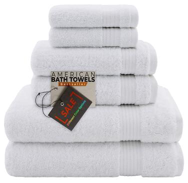 Набір махрових рушників American Bath Towels з 100% бавовни, білі, 6 предметів (2 великих банних, 2 для рук, 2 для обличчя), ультрам'які та гігроскопічні
