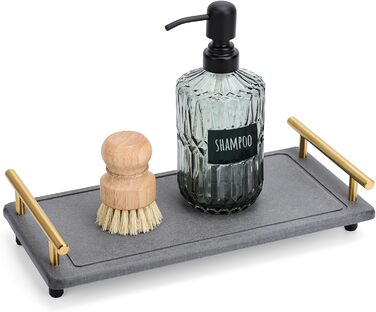Вбираюче підставка-лоток Segbeauty для кухонної стільниці, швидковисихаючий органайзер для мийки, тримач для мила, сіро-золотий, 12.7x10.2x7.6 см