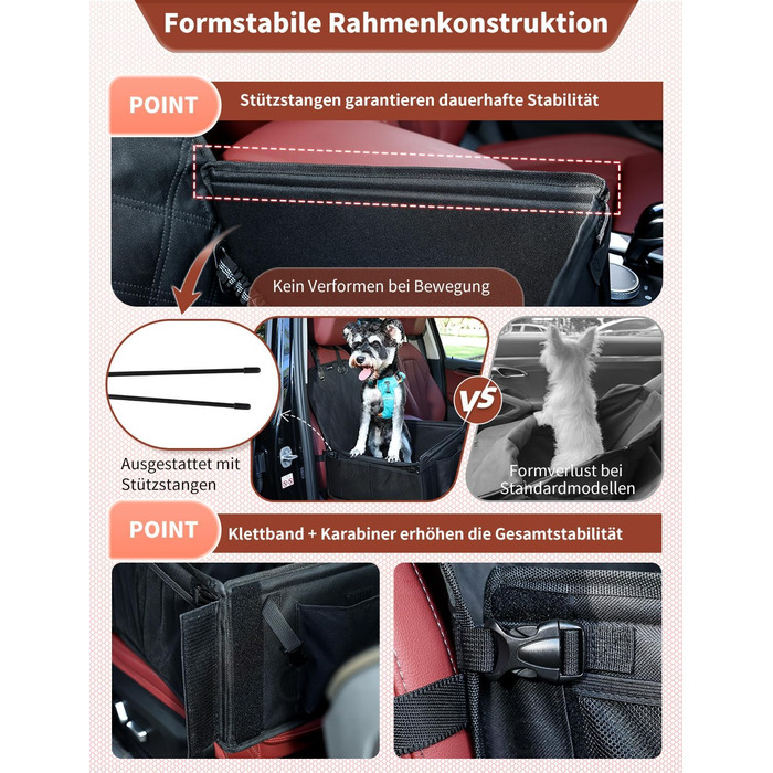 Автокрісло для собак KYG - стабільне, водовідштовхувальне, неслизьке та стійке до подряпин, для маленьких собак, для переднього та заднього сидіння (Чорний) 6696