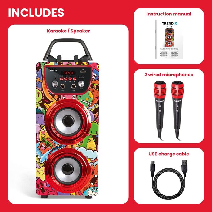 Караоке машина дитяча Trendix Rosa з 2 мікрофонами, FM-радіо, USB, Bluetooth, SD-карти. Музична коробка з мікрофоном - подарунок для дітей (Monster Club)
