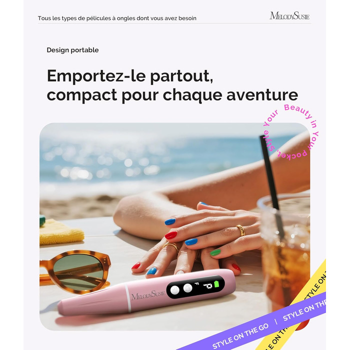 Електричний набір для манікюру MelodySusie PC90G: нагрівач для гелю та акрилу, 20000 об/хв, регулювання швидкості, рожевий