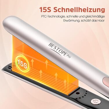 BESTOPE PRO 2-в-1: випрямляч та плойка для волосся, швидкий нагрів 15с, іонізація, керамічне покриття, зменшує пухнастість, 3D-плавальні пластини, LCD-дисплей, 120-230°C, сріблясто-сірий