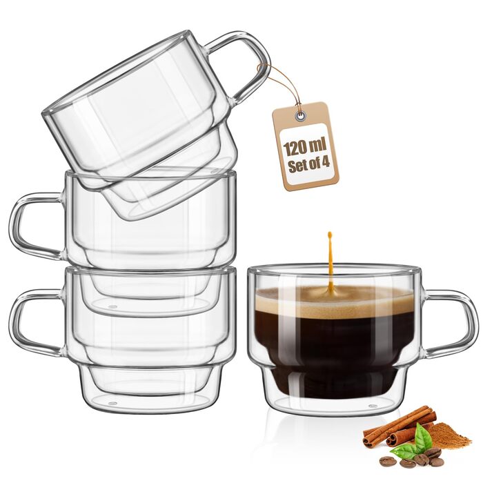 Набір склянок для лате макіато Glastal 350 мл (6 шт.) з подвійними стінками, з боросилікатного скла