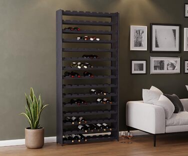 RW Series Wooden Wine Rack for Bottles, Anthracite, Brown, Natural, RW-3, 13-15 lie, for 91-135 Bottles, Wine, Bottle Rack (Anthracite, RW-3-135, 198 x 92 x 26.5, for 135 Bottles)