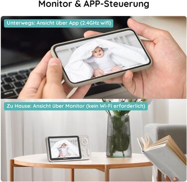 Дитячий відеоняня BOIFUN з камерою, WiFi 360°, 2 MP, моніторинг руху, інфрачервона нічна зйомка, датчик температури, мобільний додаток, 4x зум, Baby 3SM