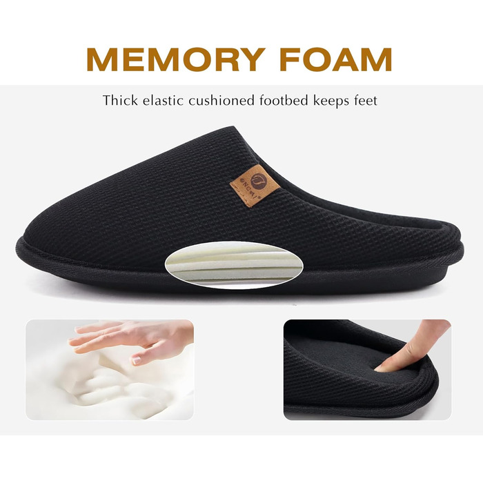 Чоловічі тапочки ONCAI з піною Memory Foam, штучним хутром, підошвою з гуми, для дому та вулиці, розмір EU 40-49, чорний