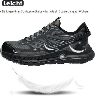 Черевики робочі чоловічі/жіночі, захисні черевики зі сталевим підноском, легкі, дихаючі, розмір EU 37-46, сірий, 44 EU