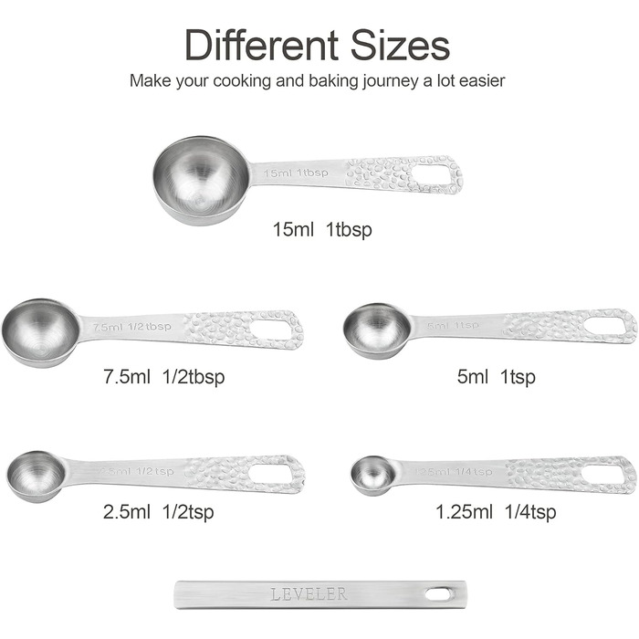 Smithcraft Measuring Cups and Spoons Set, 10-Piece Measuring Cup Set, 18/8 Stainless Steel Measuring Cups, Spoons & Leveler, Baking Measuring Cups, Kitchen Measuring Cups, Kitchen Gadgets for Cooking