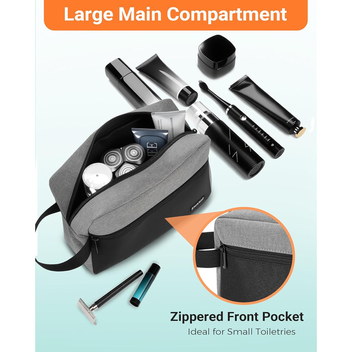 Чоловіча дорожня туалетна косметичка, водонепроникна, з кишенею для гоління та ручкою, органайзер для косметики, спортзал, душ, ванна кімната, подарунок для чоловіків, чорно-сіра