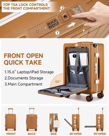 Валіза-ролер Sea Choice з відділенням для ноутбука 15.6', з USB-портом, з PC корпусом, TSA-замок, 360° колеса (жовто-коричневий)