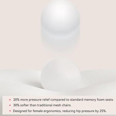 Ергономічне крісло для жінок MUSSO E80 Muse FemmePosture™ - регулювання на 135°, 3D-підтримка попереку, 17см 4D-підголівник, висувна підніжка, регулювання глибини/висоти сидіння, регульовані підлокітники (Бежевий)