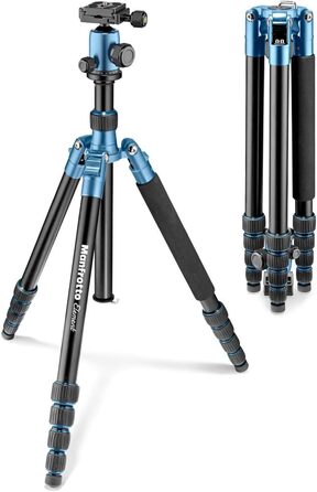 Штатив Manfrotto Element Traveller Carbon Kit блакитного кольору, 164 см, алюмінієвий, одноногий