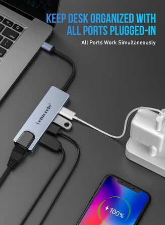 Lemorele Док-станція 12-в-1 з USB-C: 10Gbps, Dual 4K HDMI, VGA, USB 3.1/2.0, 100W PD, SD/TF, Audio - для Windows, MacBook, Dell