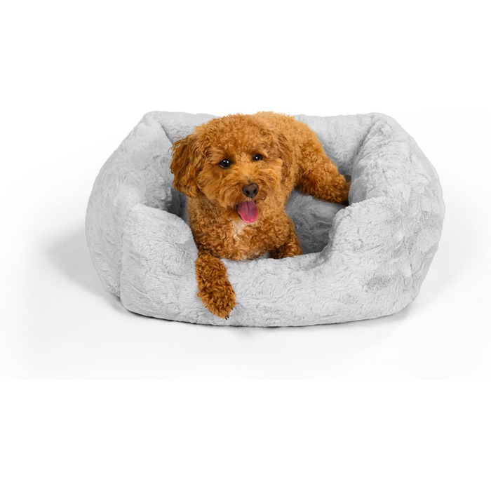 Круглий лежак для тварин Sheri The Original Calming Donut Lux - заспокійливий лежак з штучного хутра, 58 x 58 см