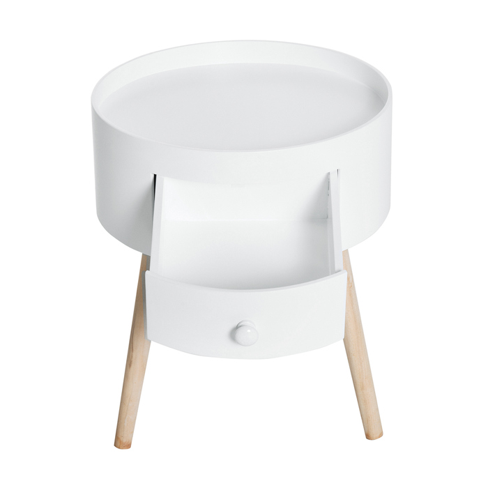 HOMCOM Coffee Table with Drawer, Round Side Table, Coffee Table with a Load Capacity of up to 50 kg, 38x38x45cm in White for Living Room & Bedroom