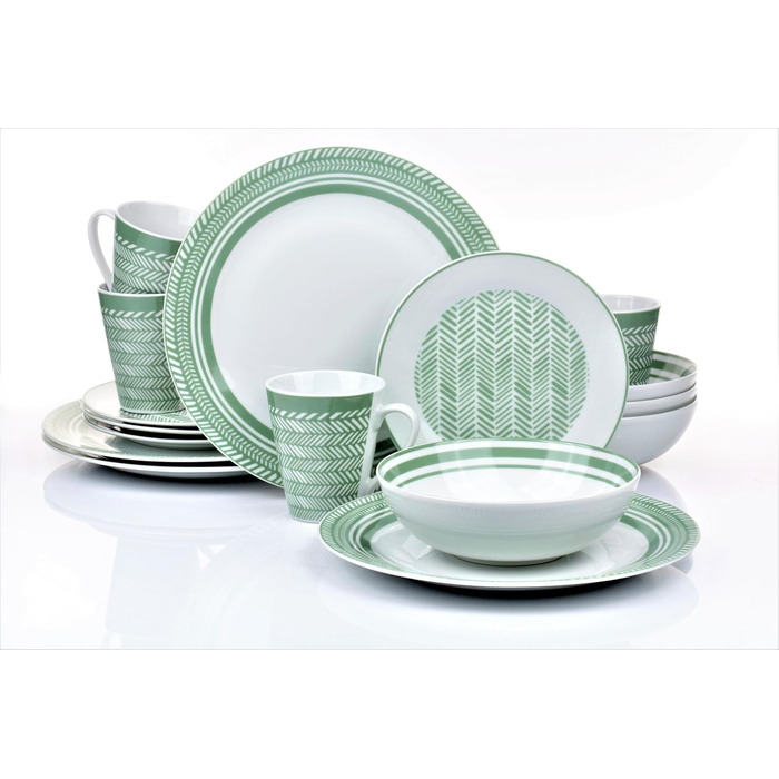Сервіз столовий на 4 особи, 16 предметів, вінтажний дизайн, сумісний з мийною машиною та мікрохвильовою піччю