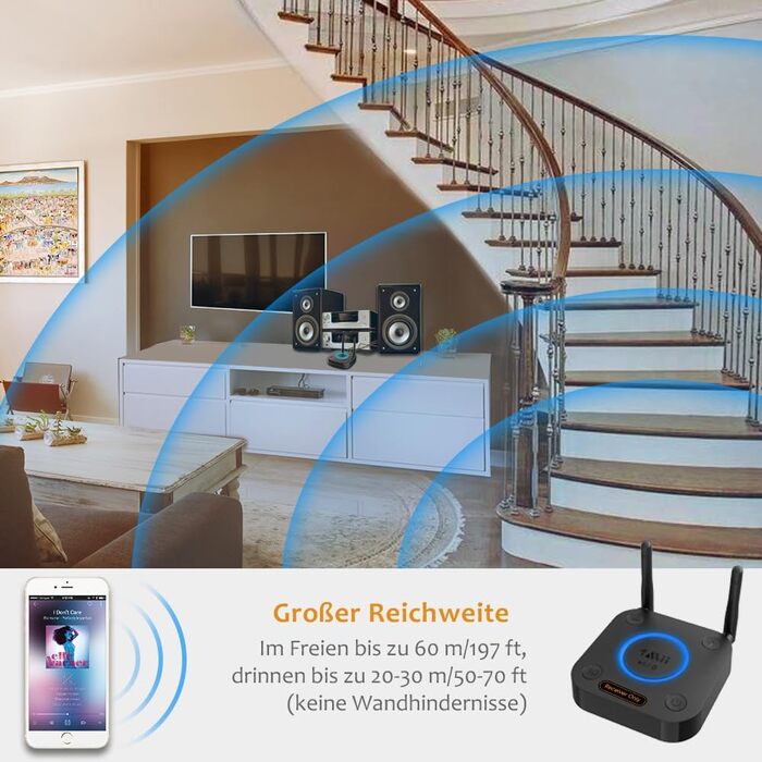 1Mii Bluetooth 5.1 Аудіо Адаптер з Низькою Затримкою aptX, 3D Surround, Підтримка RCA/3.5mm/Coaxial для Підсилювачів та Колонок