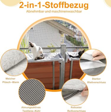 Cat Bed Balcony Window Hammock for Radiator/Heater, 67.5 * 34.5cm Window Hammock for Cats, Cat Window Bed, Window Spots, Cat Bed, Window Sill, Window Bed Spot (L)