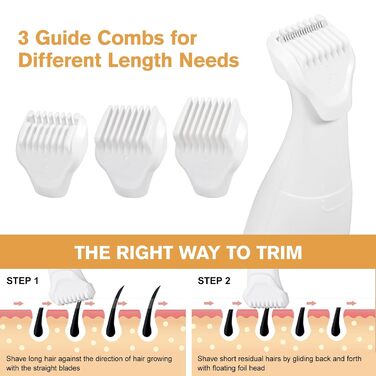 Електричний жіночий тример Carehabi 5-в-1 для тіла, обличчя та бікіні. Вологостійкий IPX7 з USB-станцією.