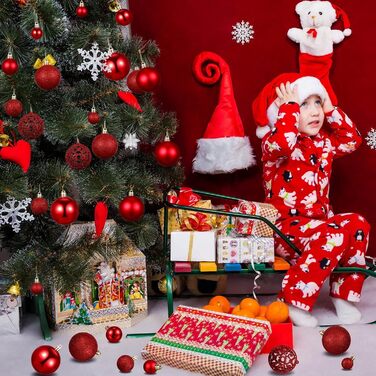 Новорічні кулі 50 шт. 3/4/6 см, блискучі кулі для прикраси ялинки, пластикові, червоні