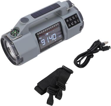 Сонячний радіоприймач з ручним заводом Cuifati Notofio 5000mAh з AM/FM/SW/VHF/WB NOAA, USB-C, Power Bank, SOS, ліхтарик для кемпінгу та виживання