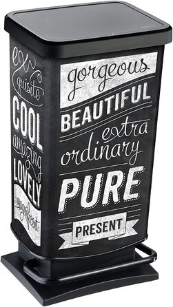 Відро для сміття Rotho Paso 40л з педальним механізмом та кришкою, пластик PP, BPA-free, металік