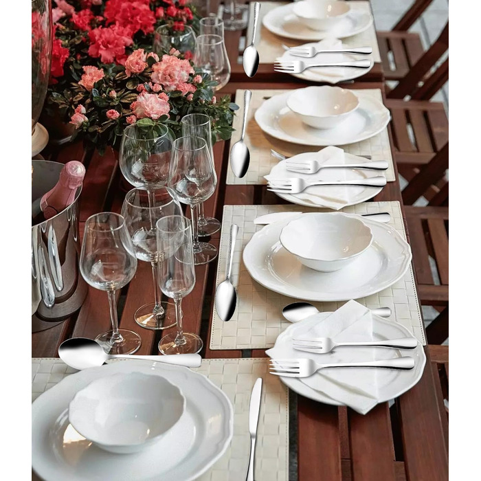 Xespis Cutlery Set 12 People, 60-Piece Stainless Steel Cutlery Set, with Steak Knives, Elegant Dinner Cutlery, High-Gloss Polished and Dishwasher Safe, with Knife Fork Spoon, for Home, Party, Restaurant