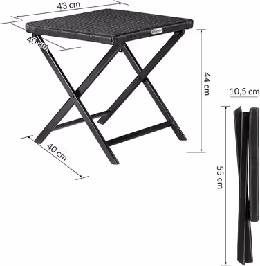 Casaria® Polyrattan Folding Stool, 75kg Load Capacity, 44x40x44cm, Foldable, Lightweight, Portable, Outdoor, Weatherproof, Garden, Terrace, Balcony, Camping Stool Chair Table 1