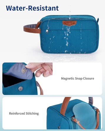 Чоловіча дорожня косметичка ECOHUB, водонепроникна, з великим відділенням та відділенням для мокрих речей, з переробленого PET, з двома блискавками, для подорожей (блакитно-зелений)