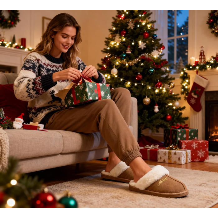 Домашні тапочки жіночі та чоловічі зимові теплі з синтетичного хутра, ламіно, штучного хутра, плюшу, пуху, м'які, нековзні, пантолетти для дому та вулиці, 38.5/40 EU, світло-коричневі