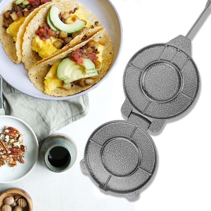 Прес для тортилій з чавуну, 16 см - для тортилій, чапати, кесадільї, роті, фладенброт, піци, млинців