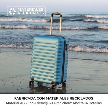 Набір валіз NEWTECK 4 шт. (75см, 63см, 53см, культиватор), ABS, жорсткий, водостійкий, з коліщатами, з замком (Блакитний)