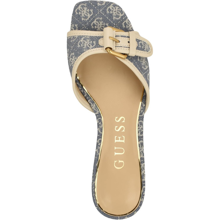 Босоніжки жіночі GUESS Peomit на підборах, блакитні з логотипом (41 EU)