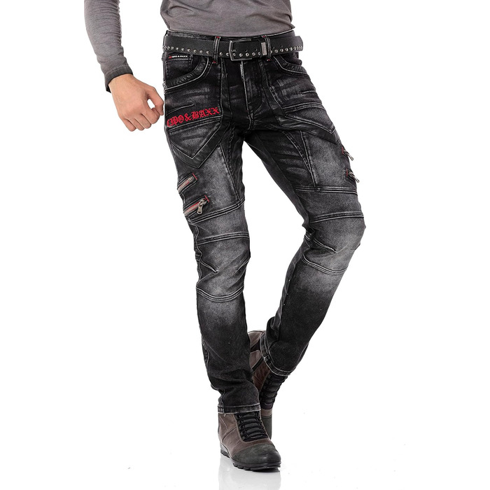 Чоловічі джинси Cipo & Baxx Destroyed | Розмір 40W/32L, Чорні | Модний стиль Biker