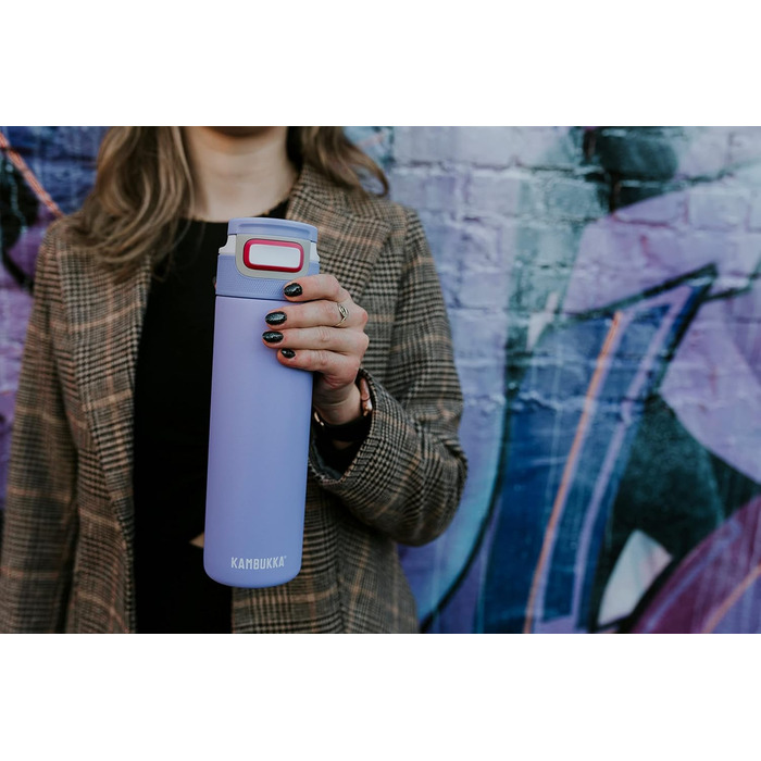 Kambukka Stainless Steel Water Bottle - Insulated Thermos with Snapclean Lid - Dishwasher Safe, Easy Grip (600ml, Digital Lavender)