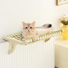 MEWOOFUN Cat Hammock Window Cat Bed Window Sill for Cats - 50x36cm Cat Bed for Radiator Cat Hammock with Soft Bed Removable Suction Cup Free Holds 18kg (Gree L)
