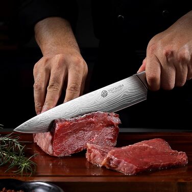 Японський кухонний ніж YOTSUBA 22 см, професійний шеф-ніж з нержавіючої сталі з вуглецевої сталі, ергономічна ручка з паккавуда